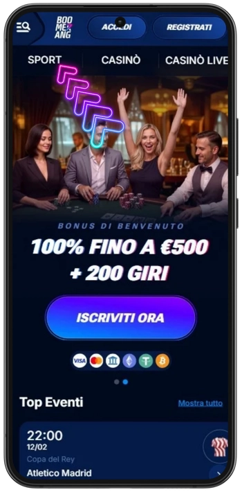 Sezione scommesse Boomerangbet