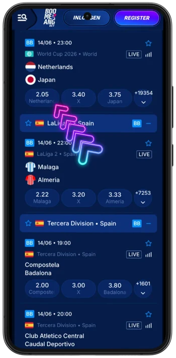 Boomerang Bet eventselectie World Cup 2026 live Nederland