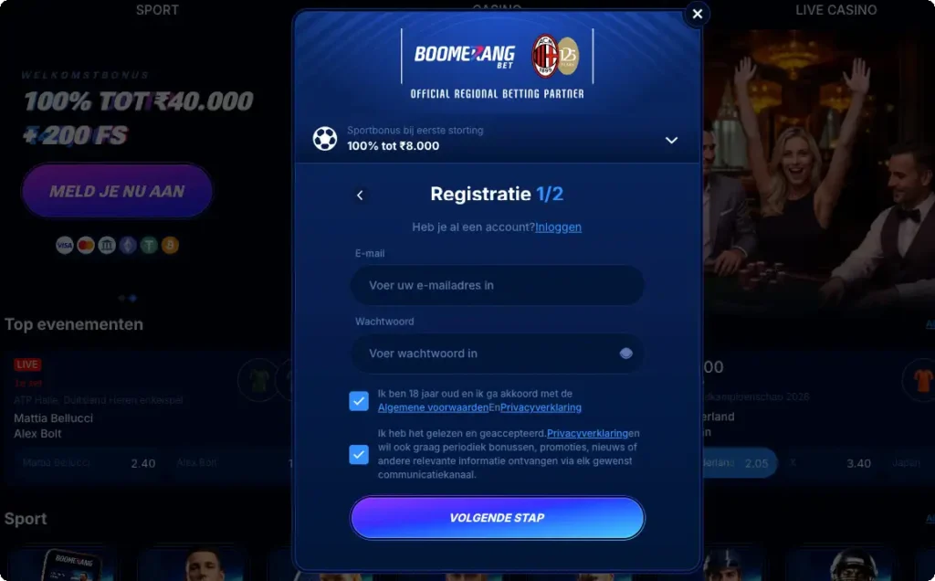 Boomerang Bet registratie Nederland