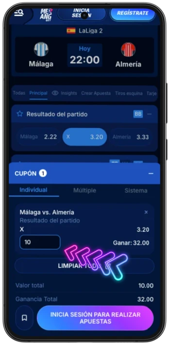 Boomerang Bet importe de apuesta y ganancia potencial