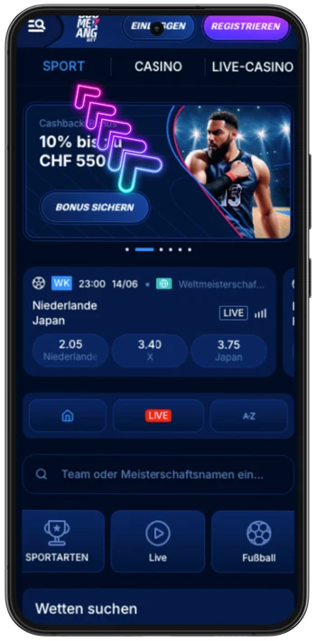 Boomerang Bet Sportbereich Live-Wetten CHF Bonus Schweiz