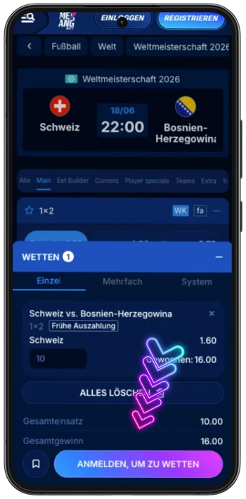 Boomerang Bet Wette bestätigen Wettschein Schweiz